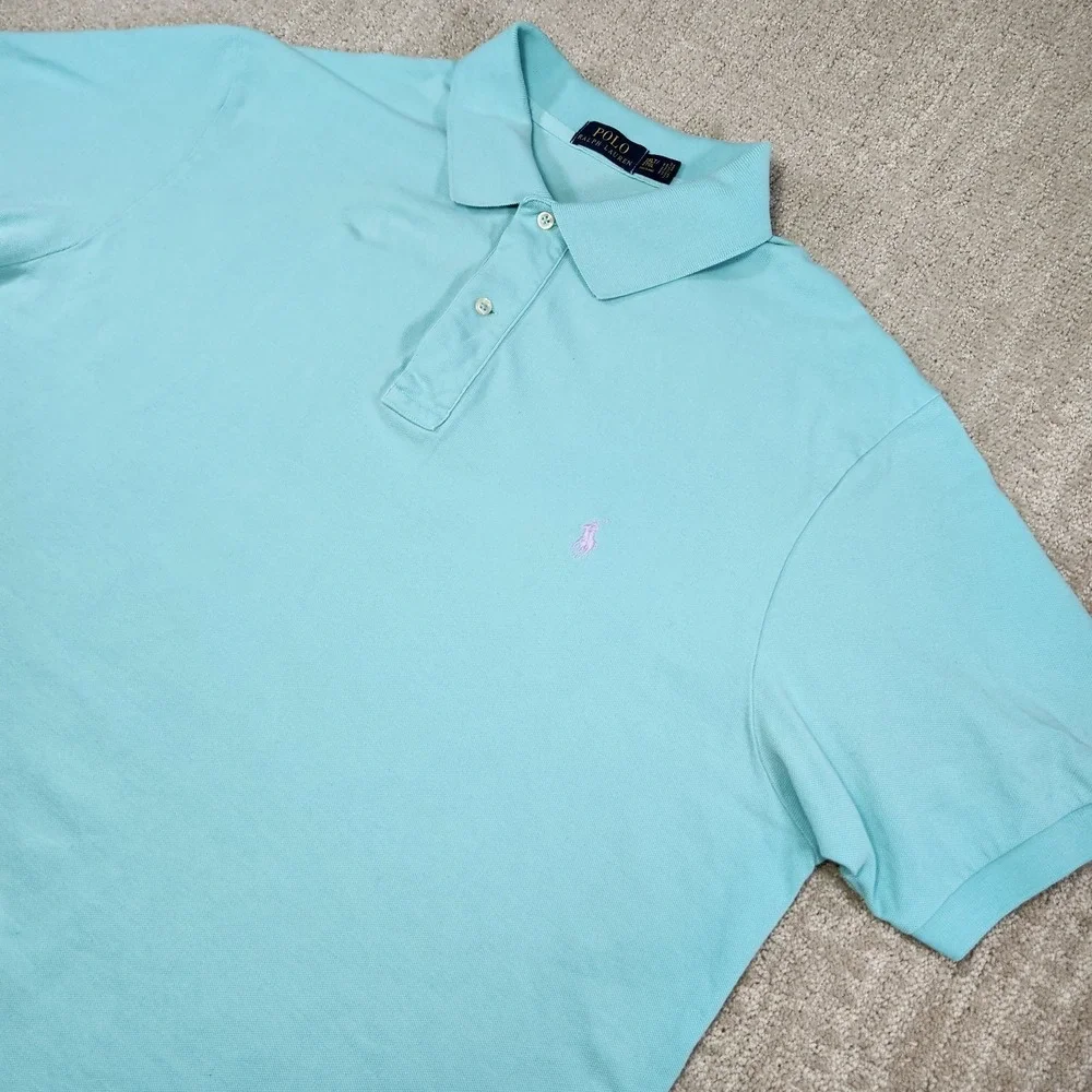 Polo‎ Ralph Lauren Shirt Men 2XLT Polo Iconic Mesh Cotton Green Wealth Luxury